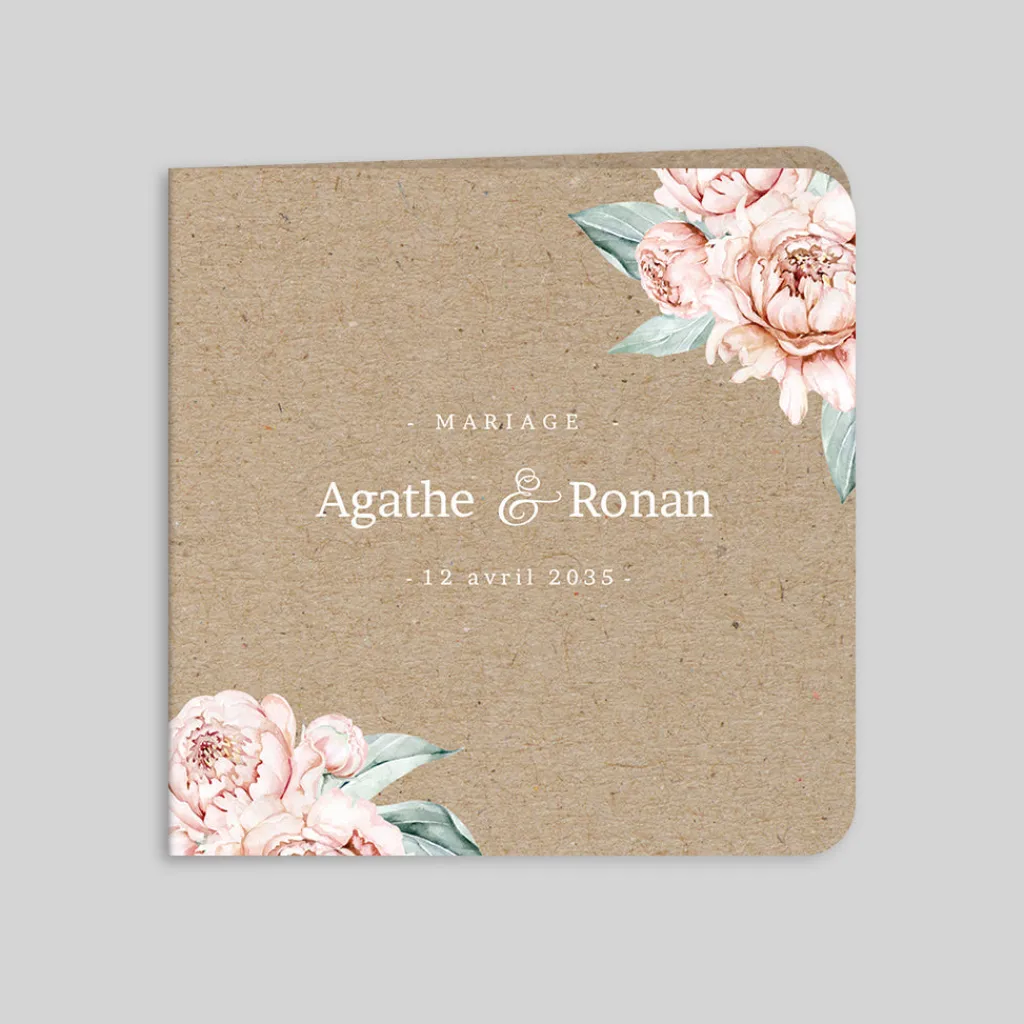 Faire-part Mariage Champêtre^Planet cards Pivoines et Kraft