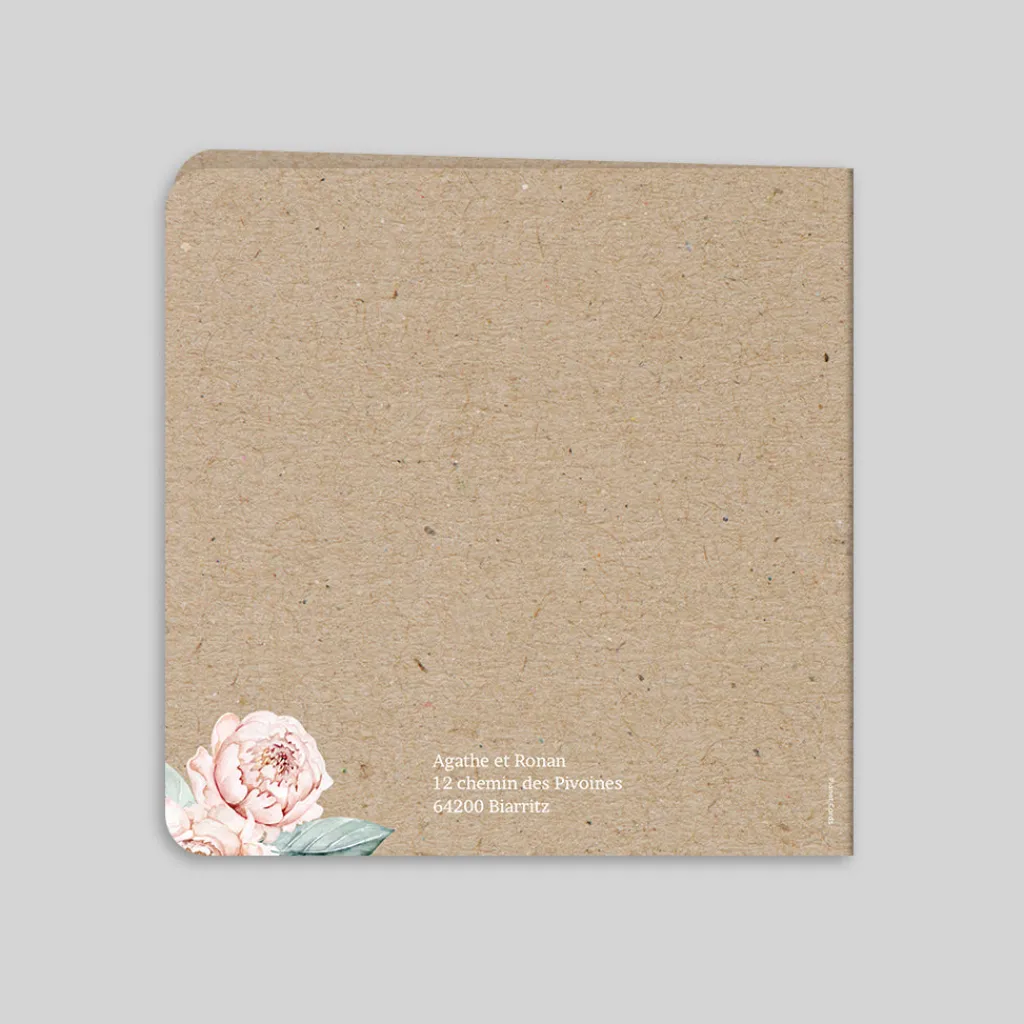Faire-part Mariage Champêtre^Planet cards Pivoines et Kraft