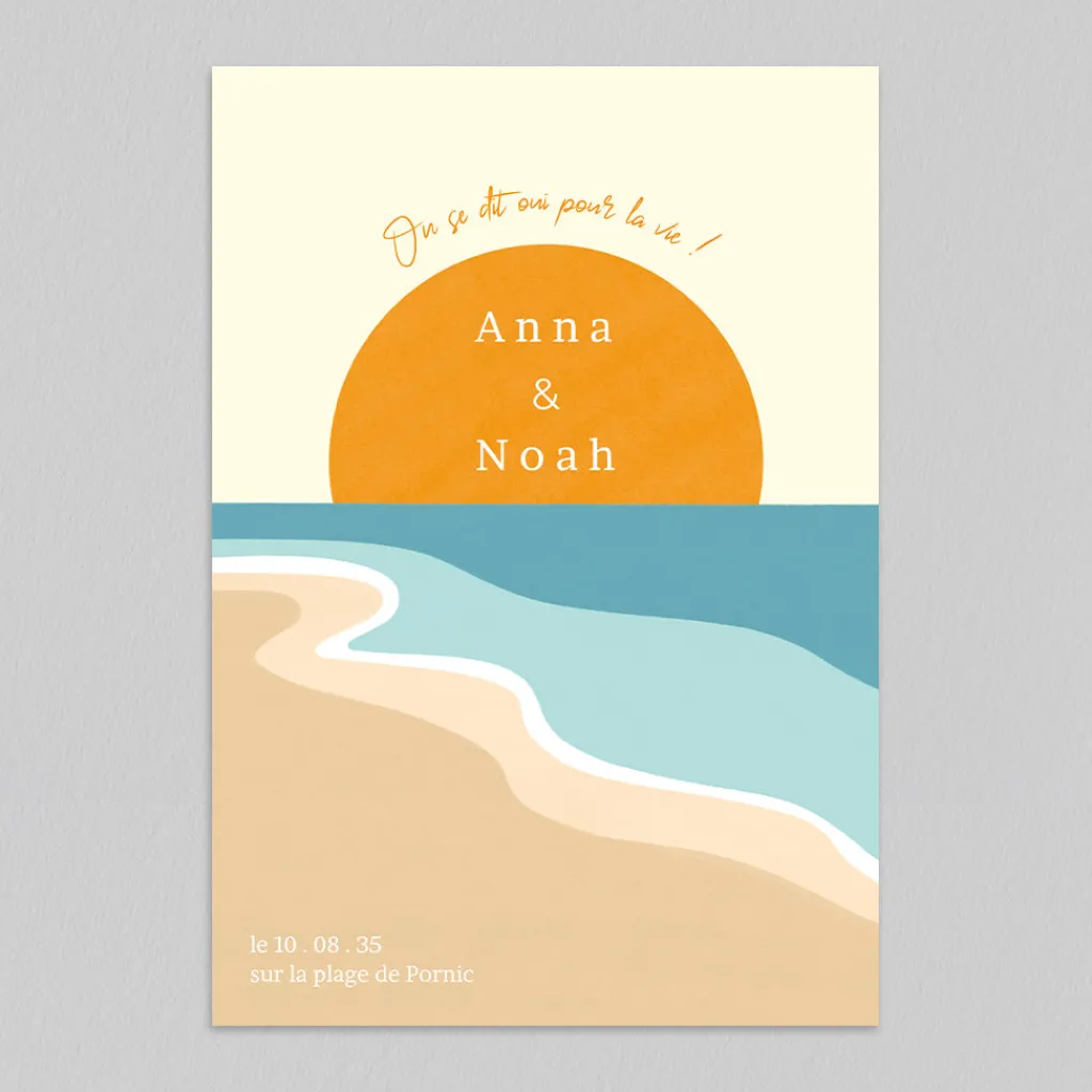 Faire-part Mariage Original^Planet cards Plage Minimaliste