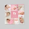 Faire-part Naissance Fille^Planet cards Pêle-mêle et empreintes pieds