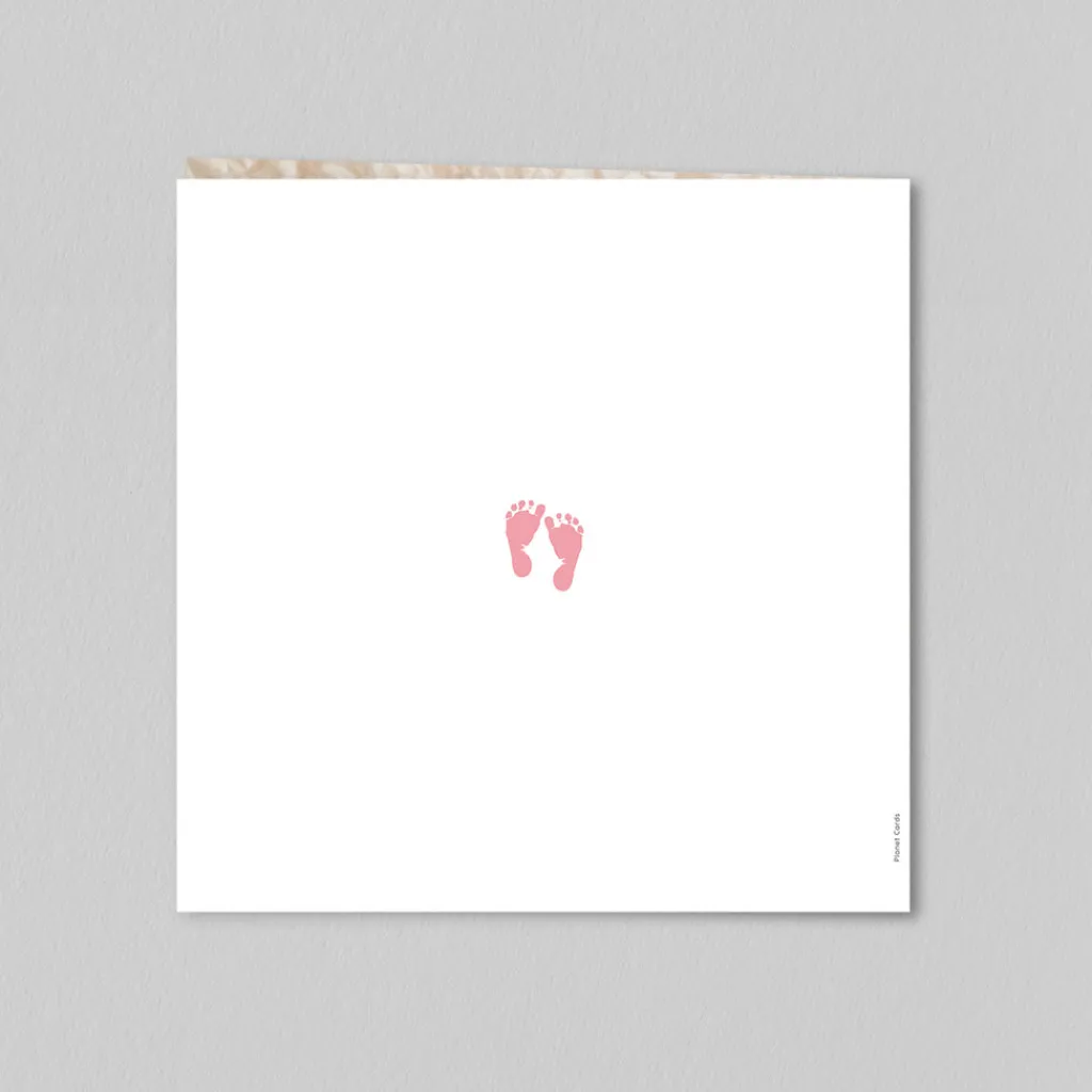 Faire-part Naissance Fille^Planet cards Pêle-mêle et empreintes pieds