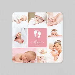 Carte Remerciement Naissance Classique^Planet cards Pêle-mêle et empreintes pieds