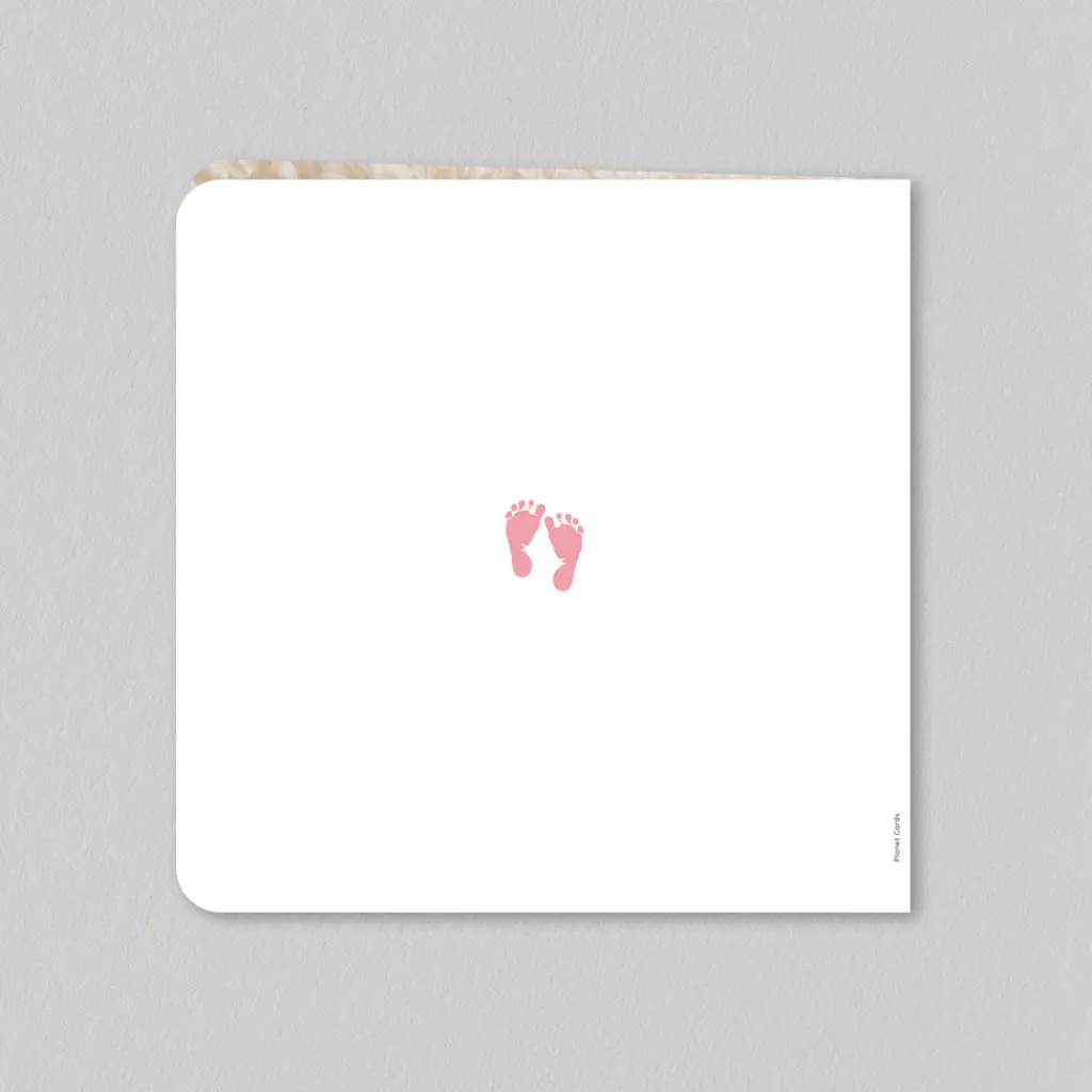 Faire-part Naissance Fille^Planet cards Pêle-mêle et empreintes pieds