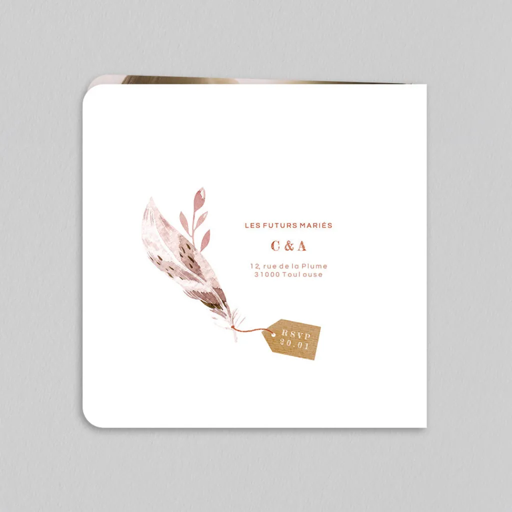 Faire-part Mariage Champêtre^Planet cards Plumes et Étiquettes