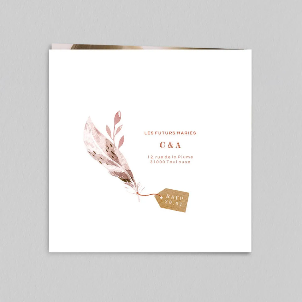 Faire-part Mariage Champêtre^Planet cards Plumes et Étiquettes