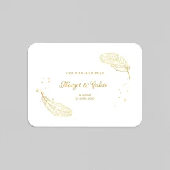 Coupon-réponse Mariage^Planet cards Plumes Festives