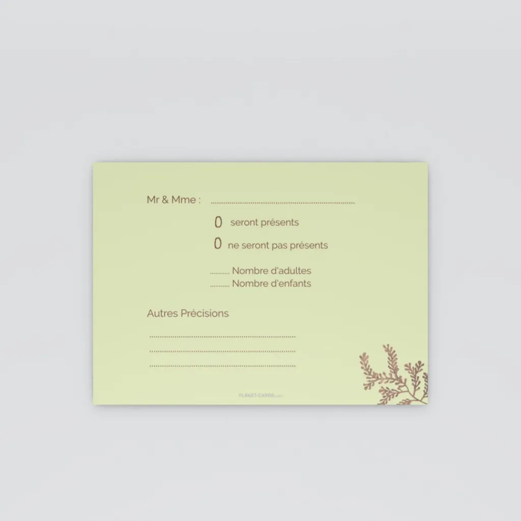 Coupon-réponse Mariage^Planet cards Proverbe et Bois