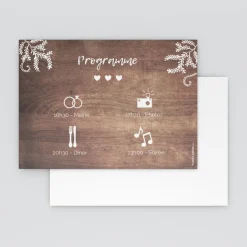 Programme De Mariage^Planet cards Proverbe et Bois
