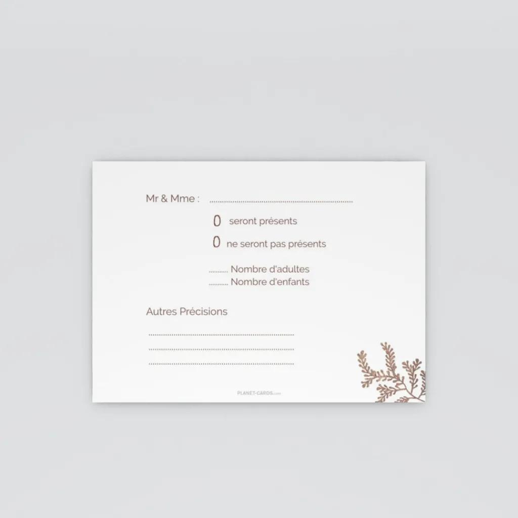Coupon-réponse Mariage^Planet cards Proverbe et Bois