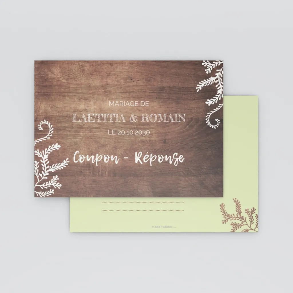 Coupon-réponse Mariage^Planet cards Proverbe et Bois