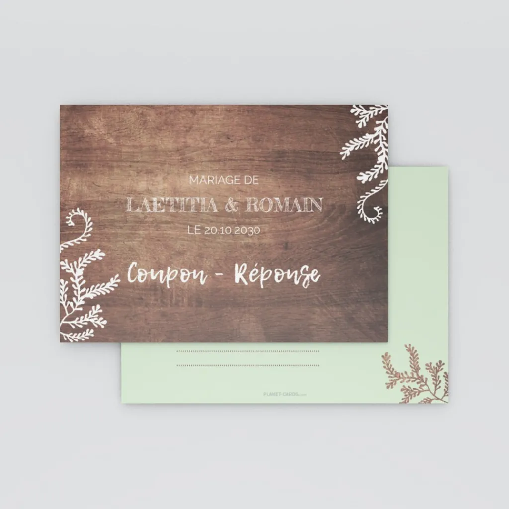 Coupon-réponse Mariage^Planet cards Proverbe et Bois