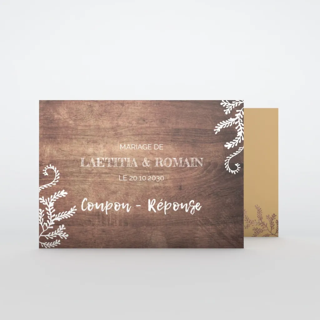 Coupon-réponse Mariage^Planet cards Proverbe et Bois