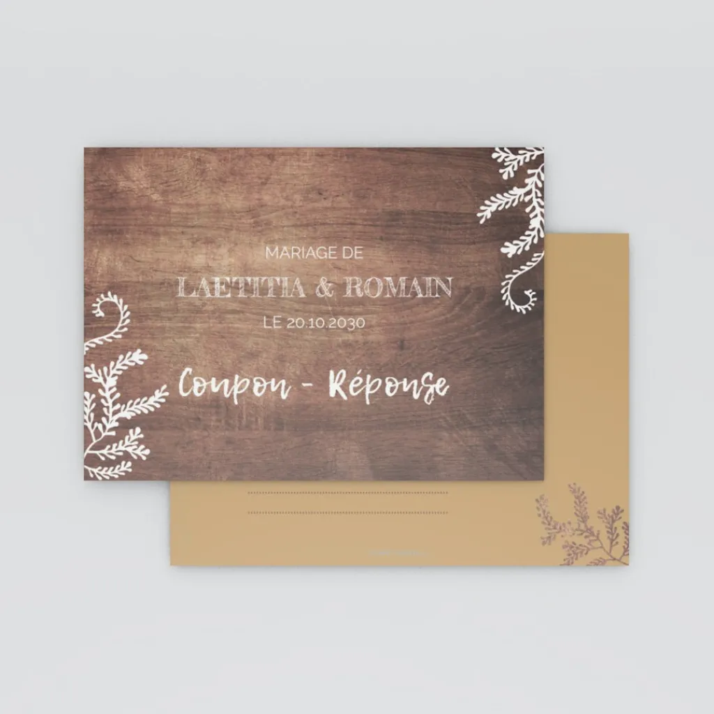 Coupon-réponse Mariage^Planet cards Proverbe et Bois