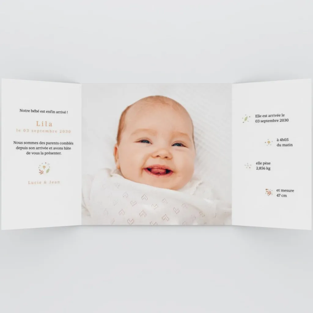 Faire-part Naissance Animaux^Planet cards Renard et Cadre Liberty