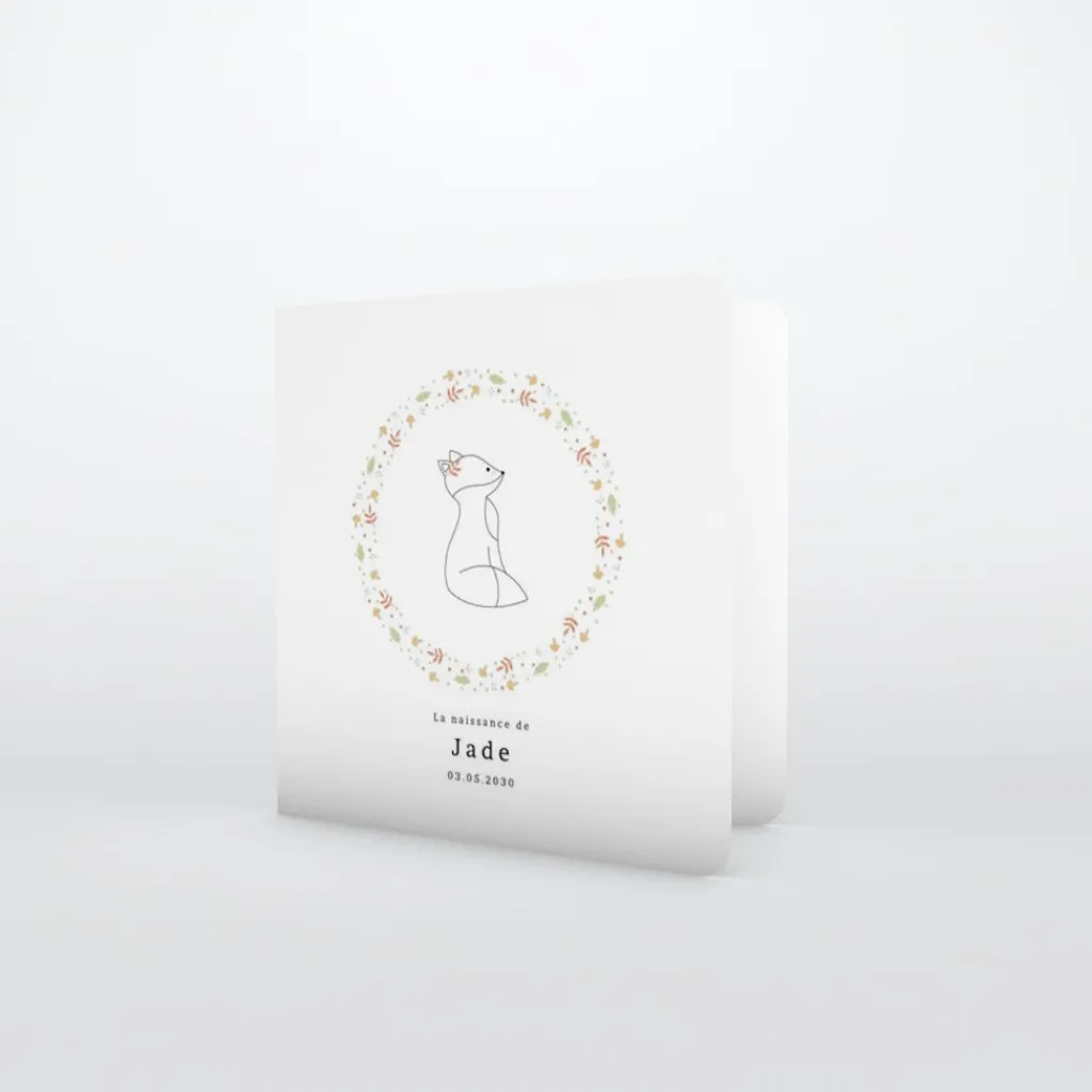 Faire-part Naissance Animaux^Planet cards Renard et Cadre Liberty
