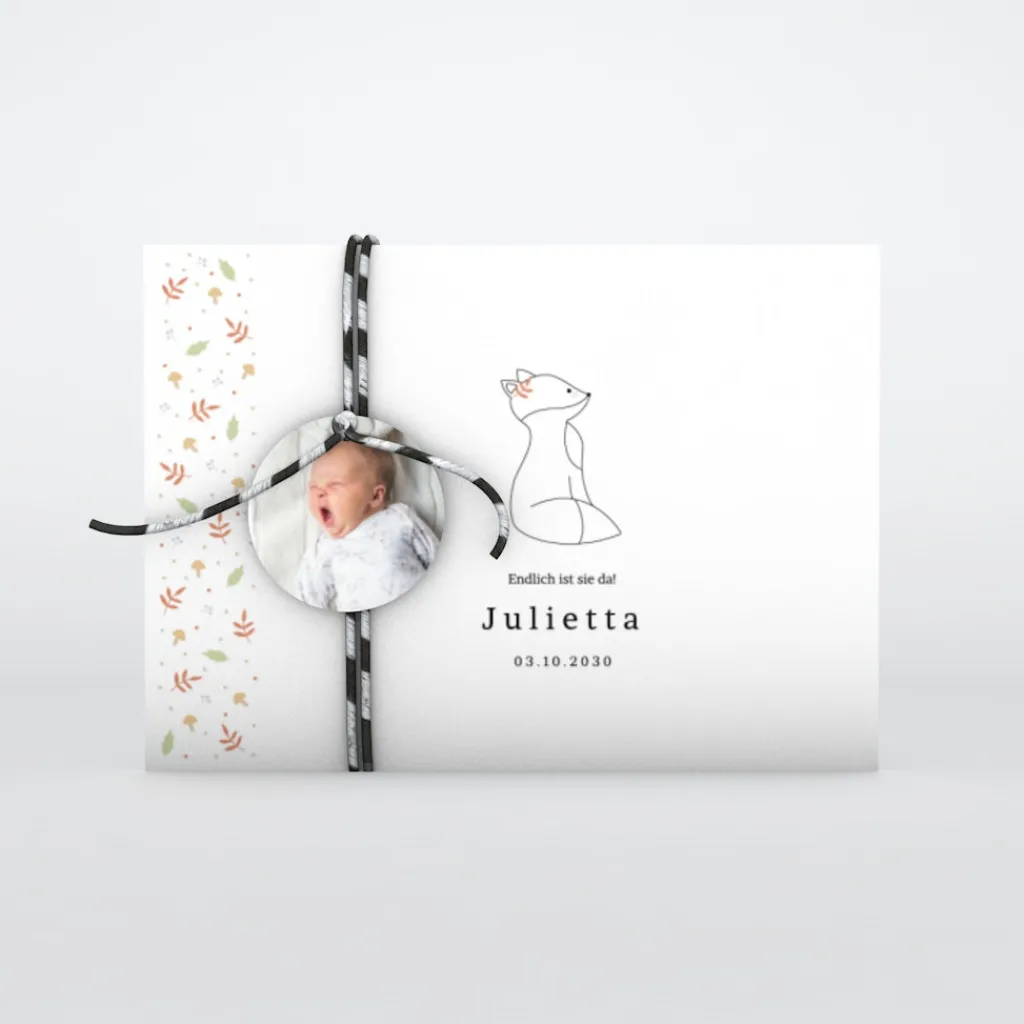 Faire-part Naissance Animaux^Planet cards Renard et Couronne Liberty