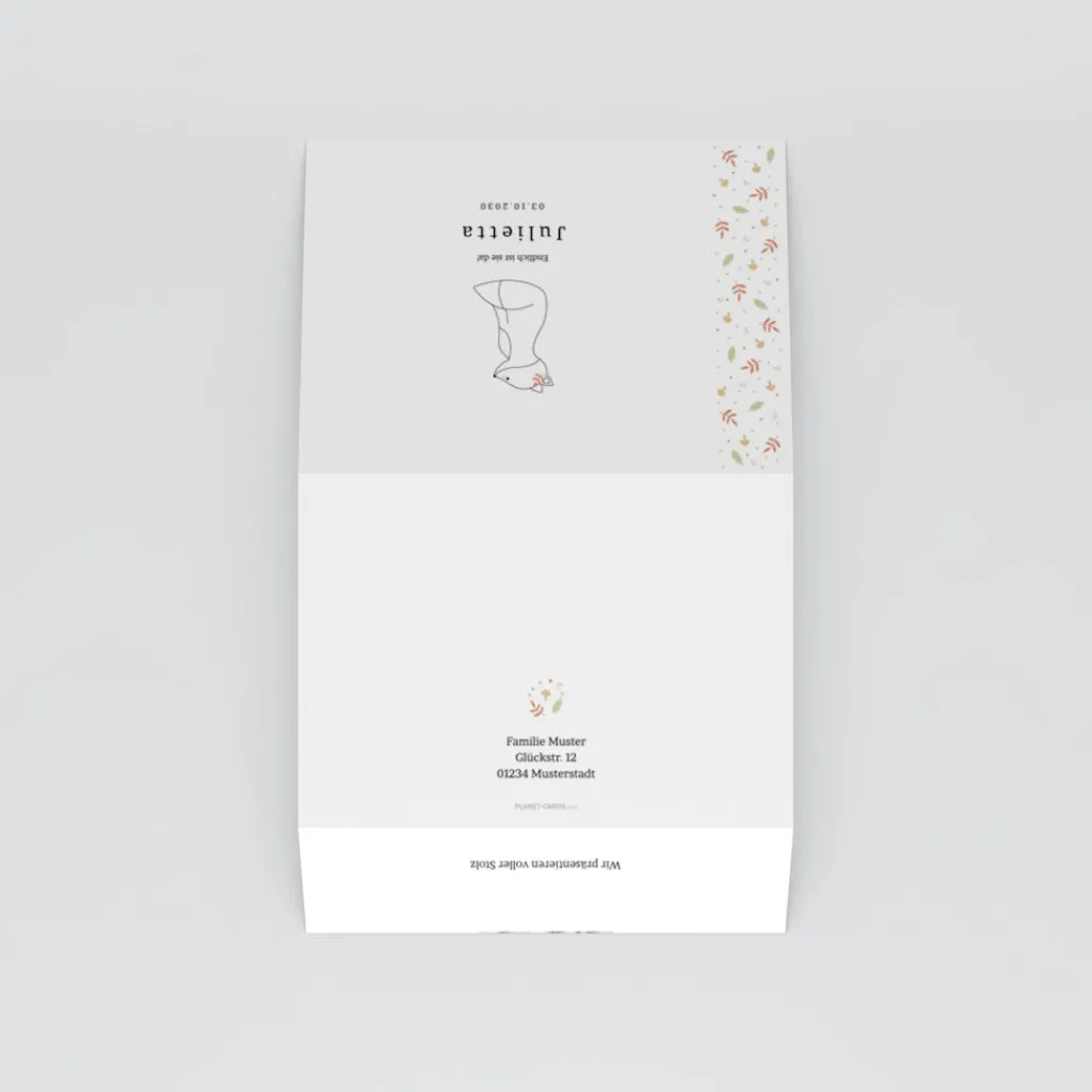 Faire-part Naissance Animaux^Planet cards Renard et Couronne Liberty