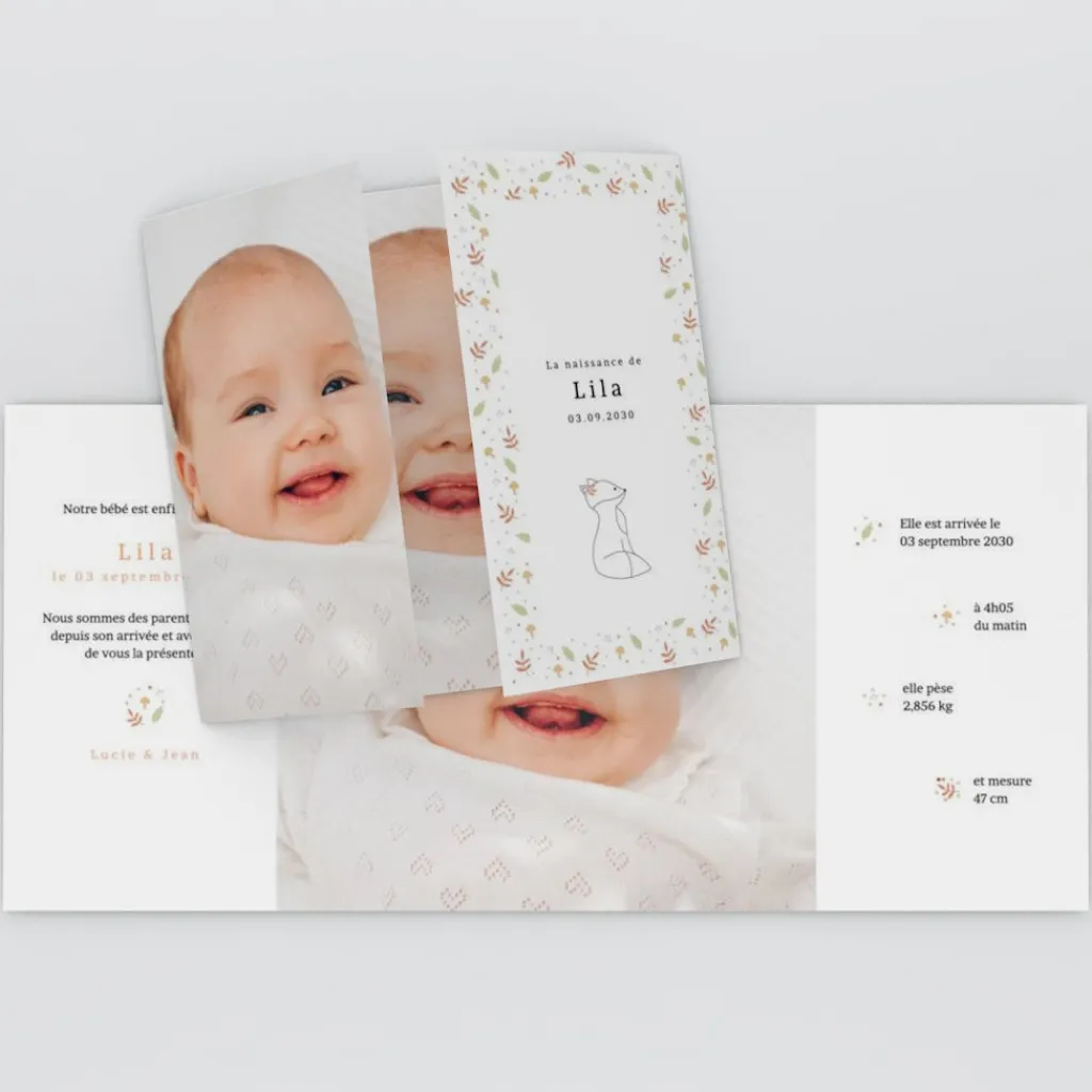 Faire-part Naissance Animaux^Planet cards Renard et Couronne Liberty