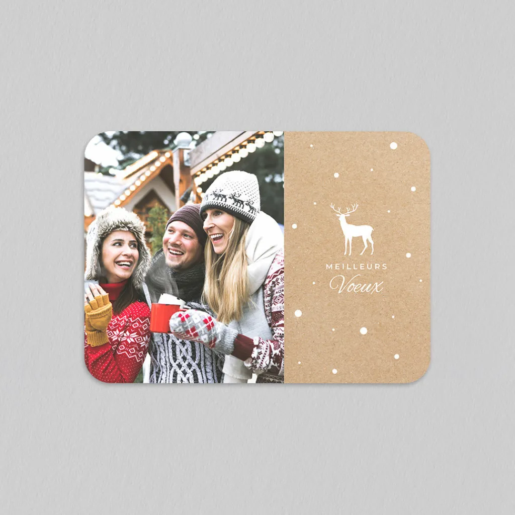 Carte De Vœux Famille^Planet cards Renne sous la neige