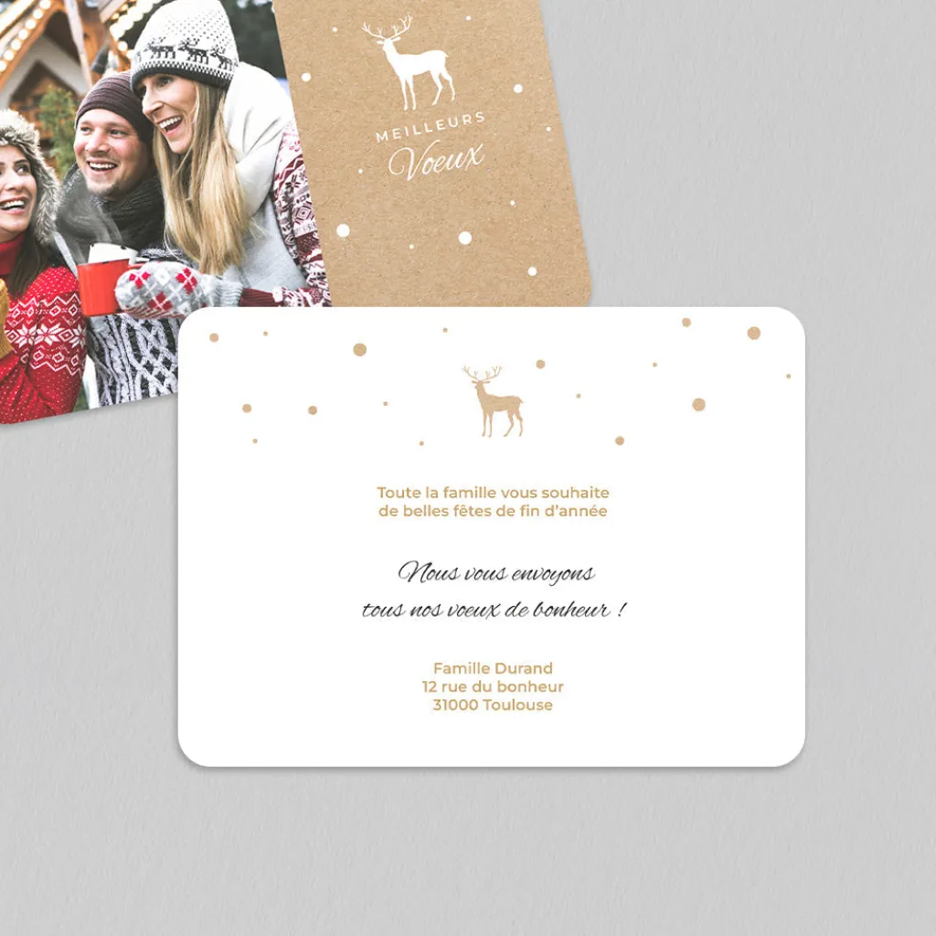 Carte De Vœux Famille^Planet cards Renne sous la neige