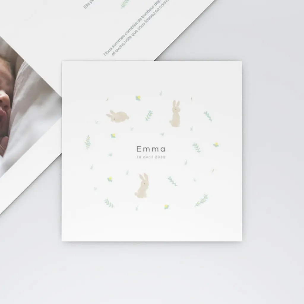 Faire-part Naissance Animaux^Planet cards Ronde de Lapins