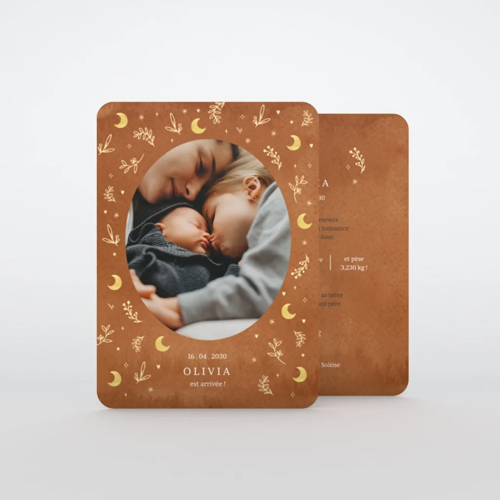 Faire-part Naissance Fille^Planet cards Ronde de lunes