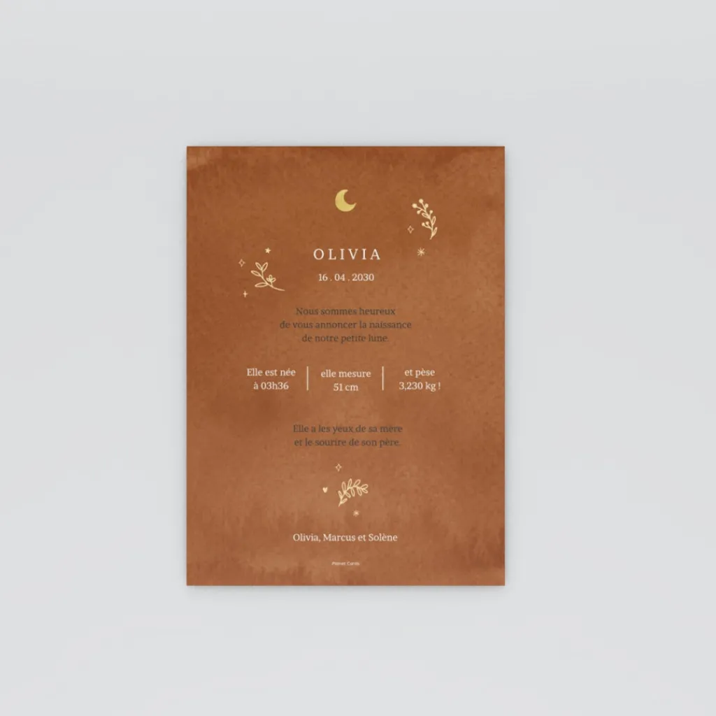 Faire-part Naissance Fille^Planet cards Ronde de lunes
