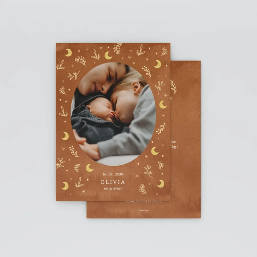 Faire-part Naissance Fille^Planet cards Ronde de lunes