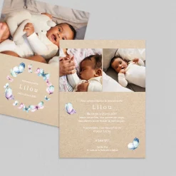 Faire-part Naissance Animaux | Faire-part Naissance Fille^Planet cards Ronde de Papillons