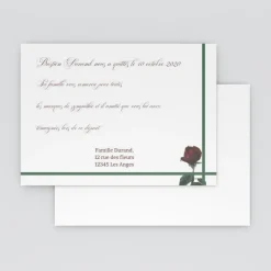 Carte Remerciement Décès^Planet cards Rose rouge et croix verte