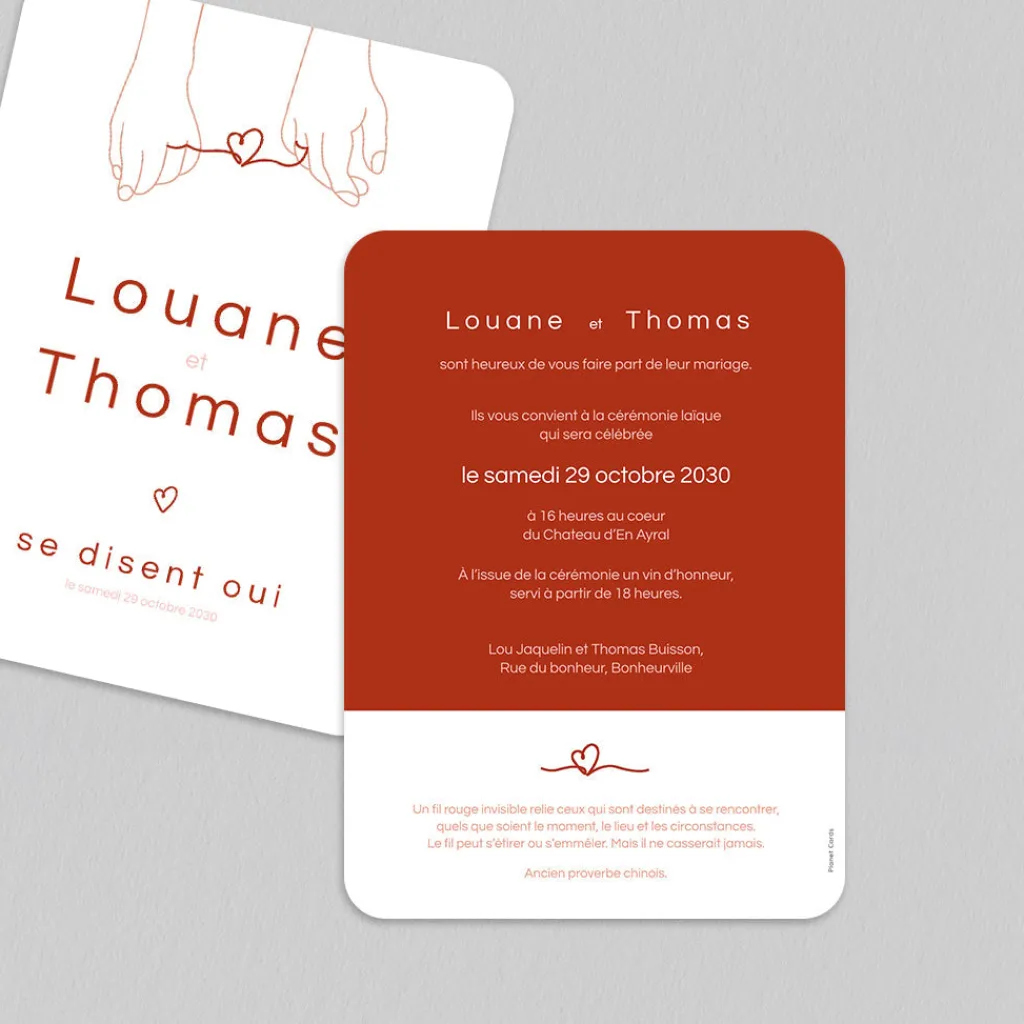 Faire-part Mariage Original^Planet cards Ruban Cœurs