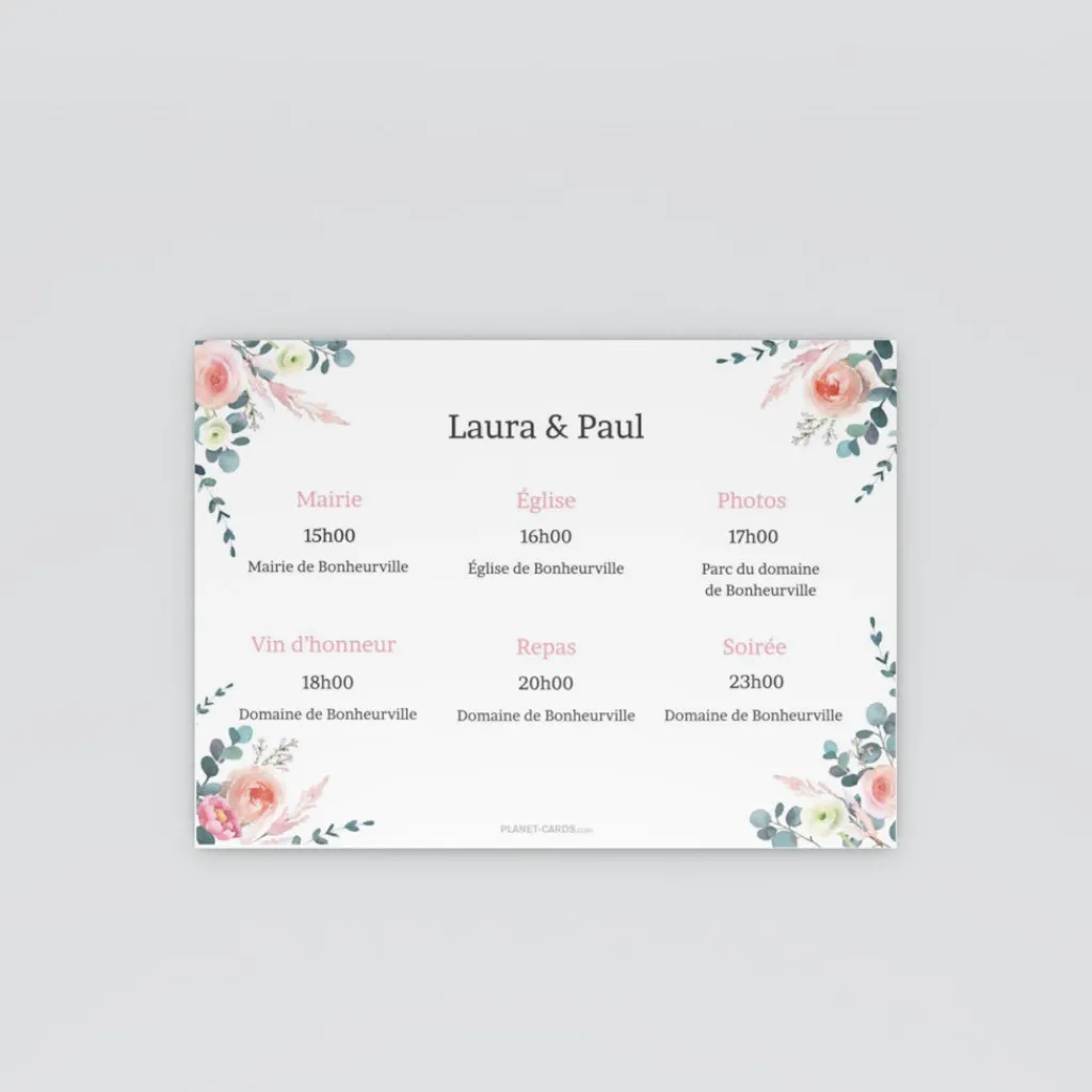 Programme De Mariage^Planet cards Rêve D'été