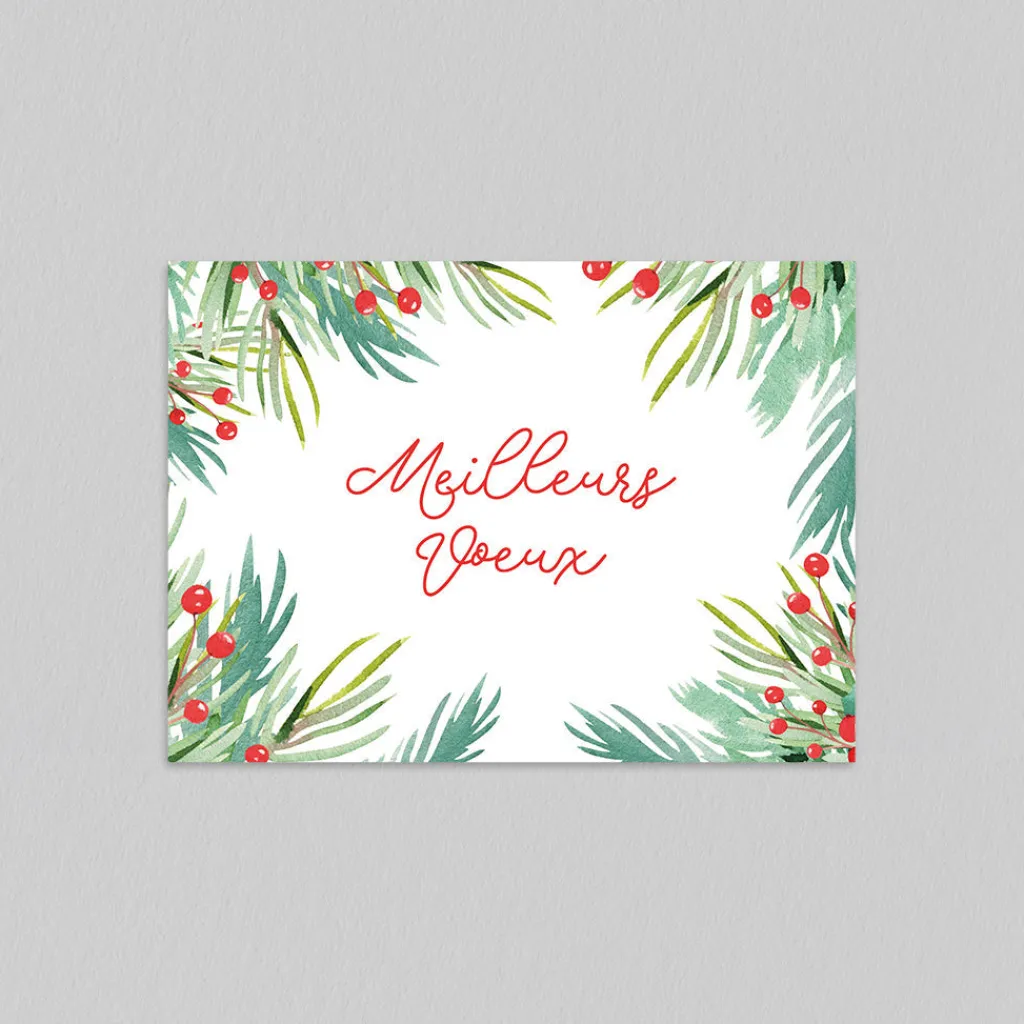 Carte De Vœux Entreprise Nature^Planet cards Sapin et Houx