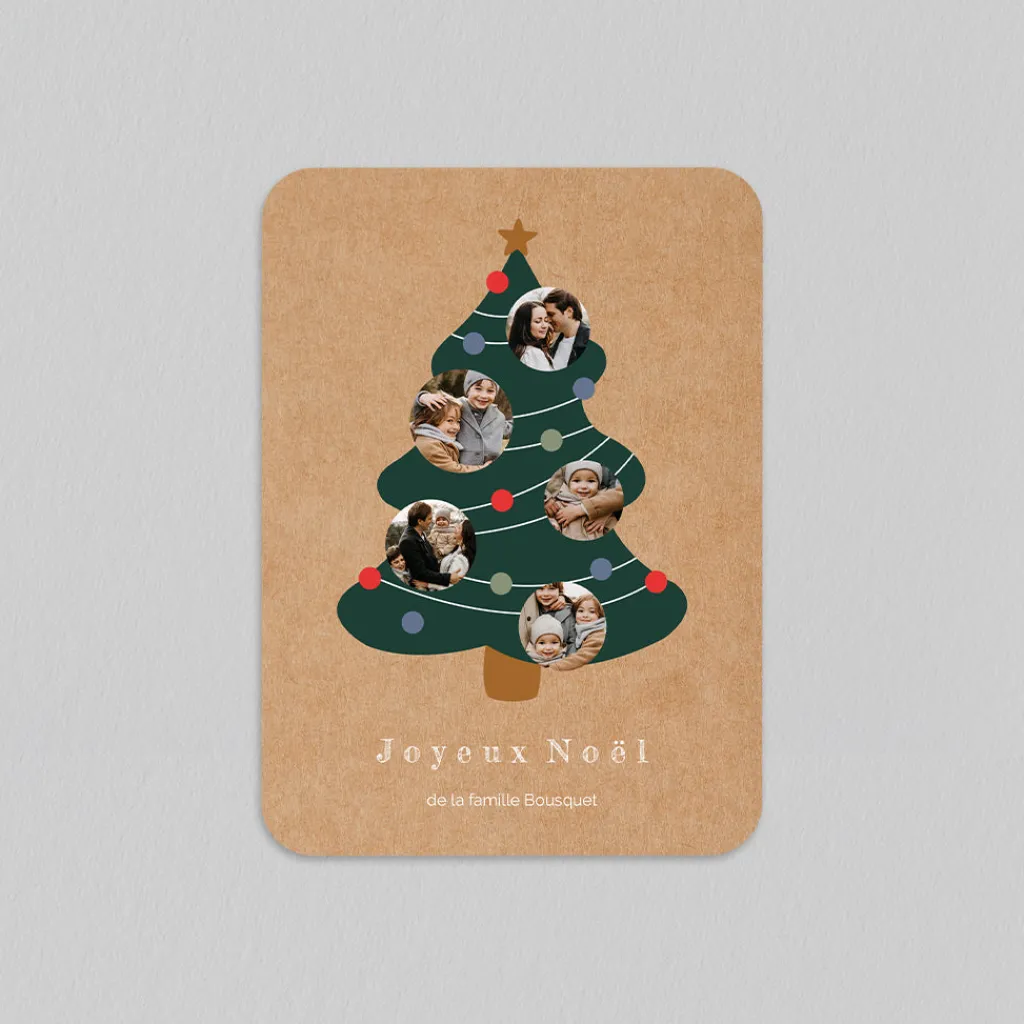Carte De Noël Originale | Carte De Noël Photo^Planet cards Sapin et Kraft