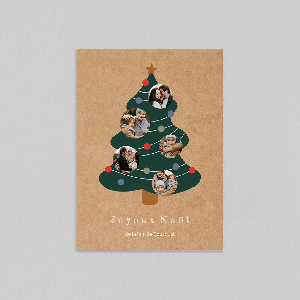 Carte De Noël Originale | Carte De Noël Photo^Planet cards Sapin et Kraft