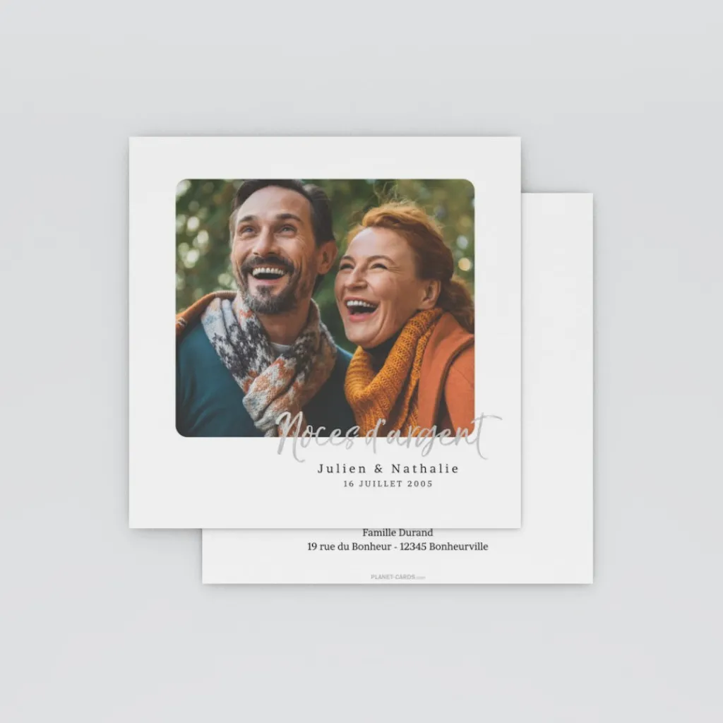 Carte Invitation Noces D'argent | Carte Invitation Noces D'argent^Planet cards Simple Elegant Argent