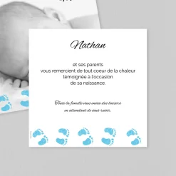 Carte Remerciement Naissance Classique | Carte Remerciement Naissance Garçon^Planet cards Sur les pas