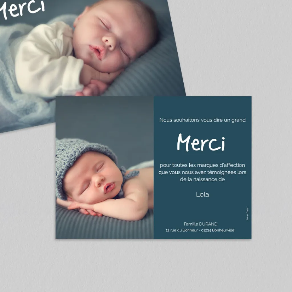 Carte Remerciement Naissance Classique^Planet cards Sur Un Petit Nuage