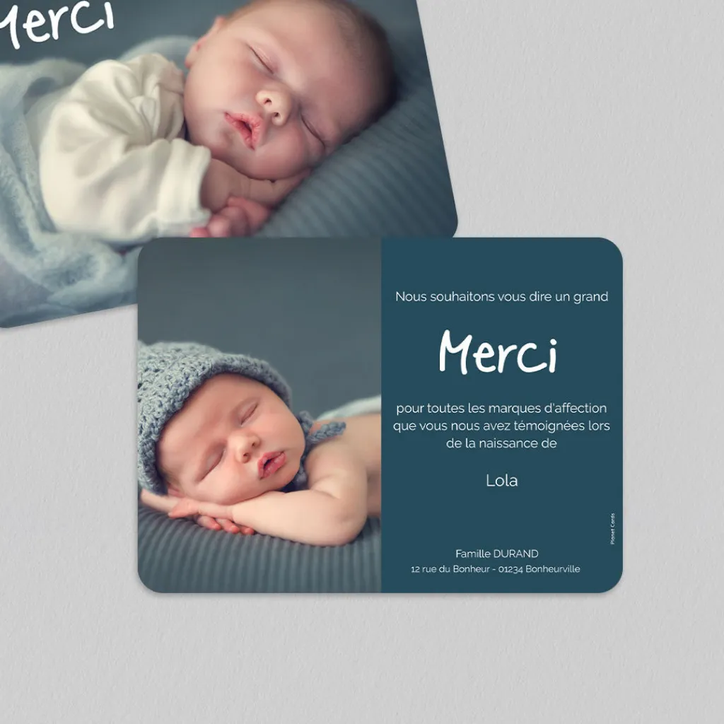 Carte Remerciement Naissance Classique^Planet cards Sur Un Petit Nuage