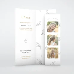 Faire-part Baptême Civil^Planet cards Tampon Fleuri