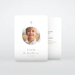 Faire-part Baptême Civil^Planet cards Tampon Fleuri