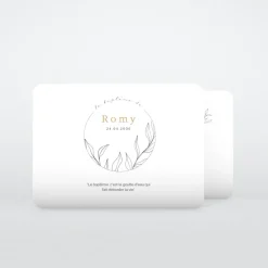 Faire-part Baptême Civil^Planet cards Tampon Fleuri