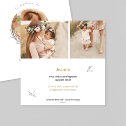 Faire-part Baptême Civil^Planet cards Tampon Fleuri