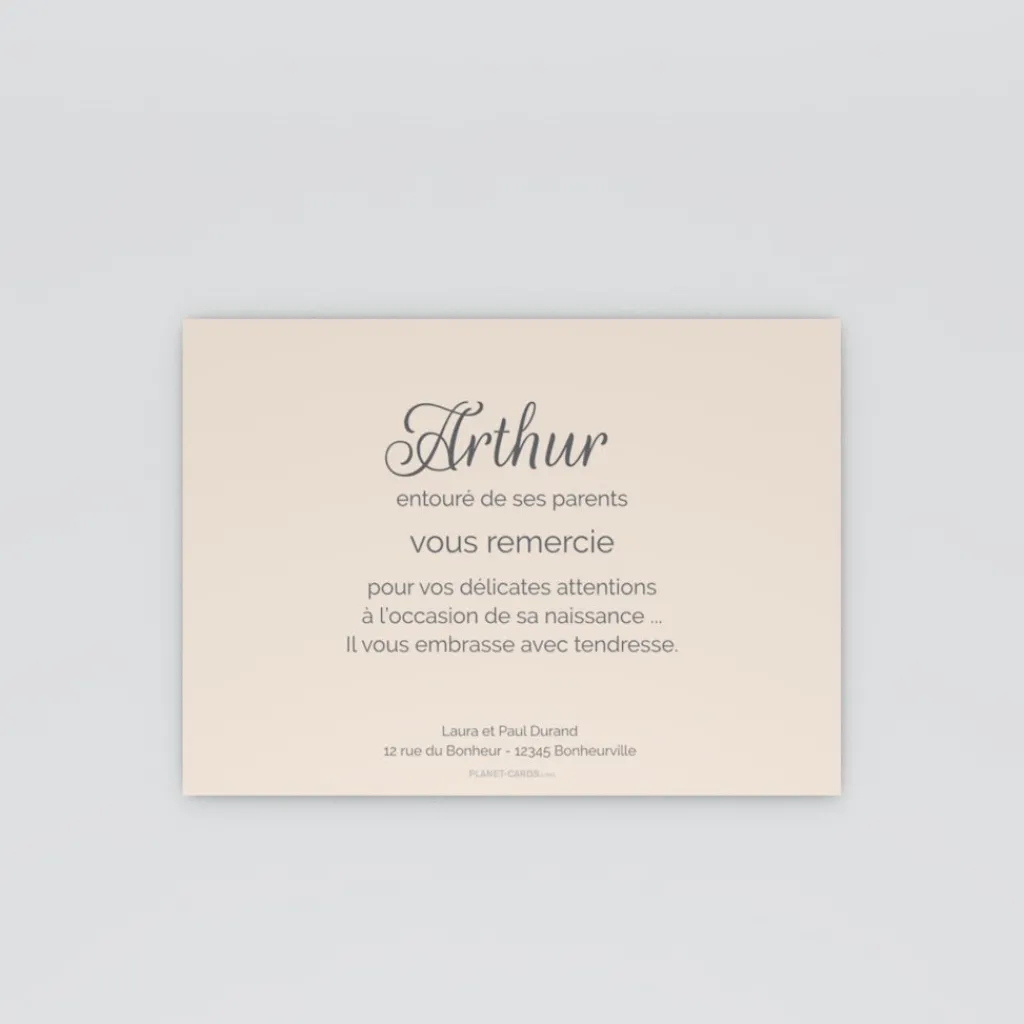 Carte Remerciement Naissance Classique | Carte Remerciement Naissance Garçon^Planet cards Tendresse et calins
