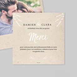 Carte Remerciement Mariage Champêtre^Planet cards Touche De Lavande