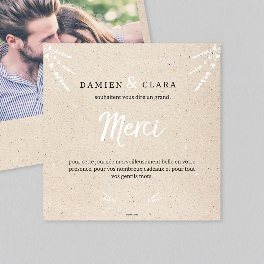 Carte Remerciement Mariage Champêtre^Planet cards Touche De Lavande