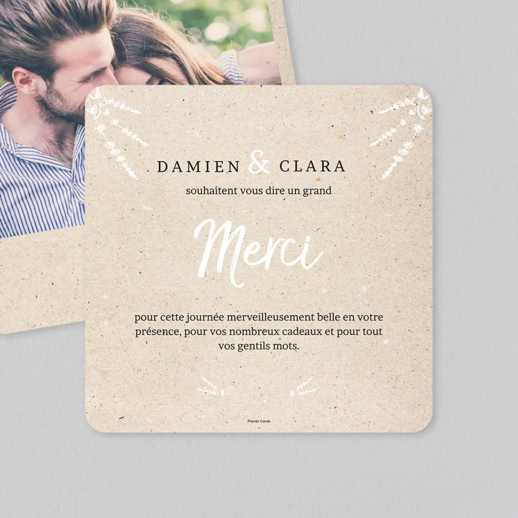 Carte Remerciement Mariage Champêtre^Planet cards Touche De Lavande
