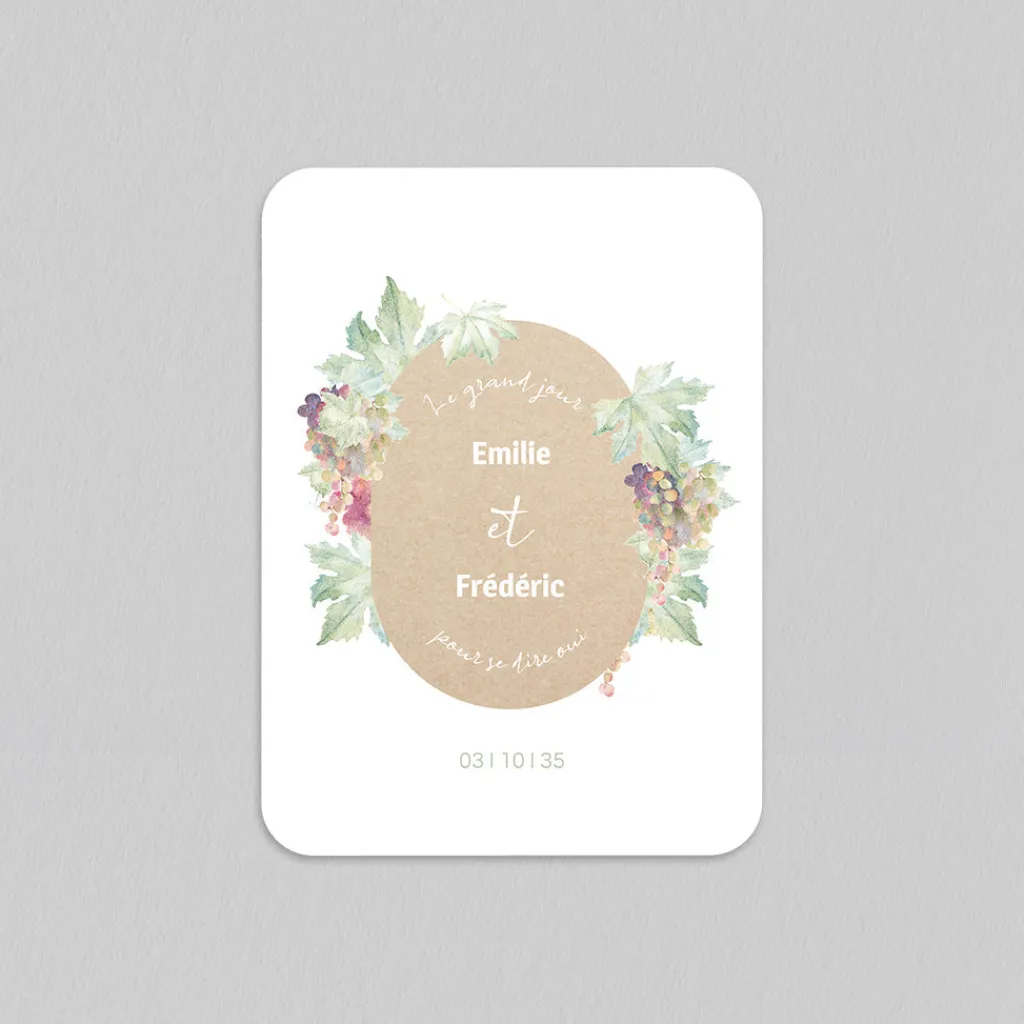 Faire-part Mariage Champêtre^Planet cards Touche Kraft et Vignes