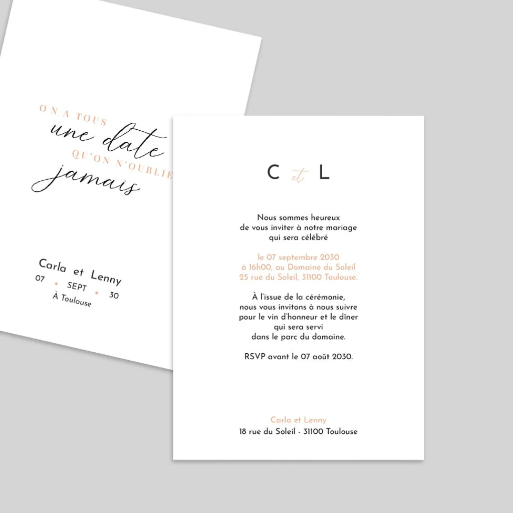 Faire-part Mariage Chic | Faire-part Mariage Bohème^Planet cards Typo Élégante