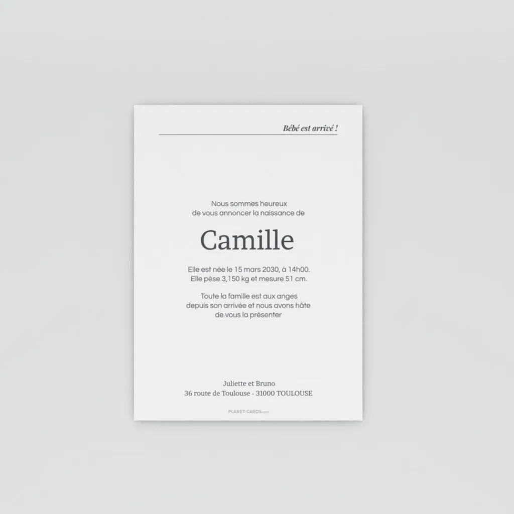 Faire-part Naissance Fille^Planet cards Une Bonne Nouvelle